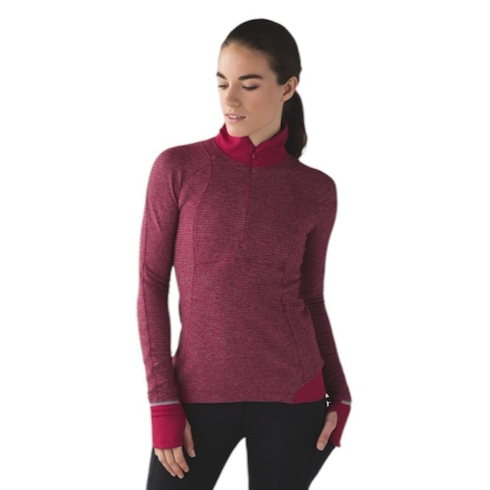 Lululemon Runderful 1/2 Zip in Bordeaux Drama Heathered Berry Rumble Size 6